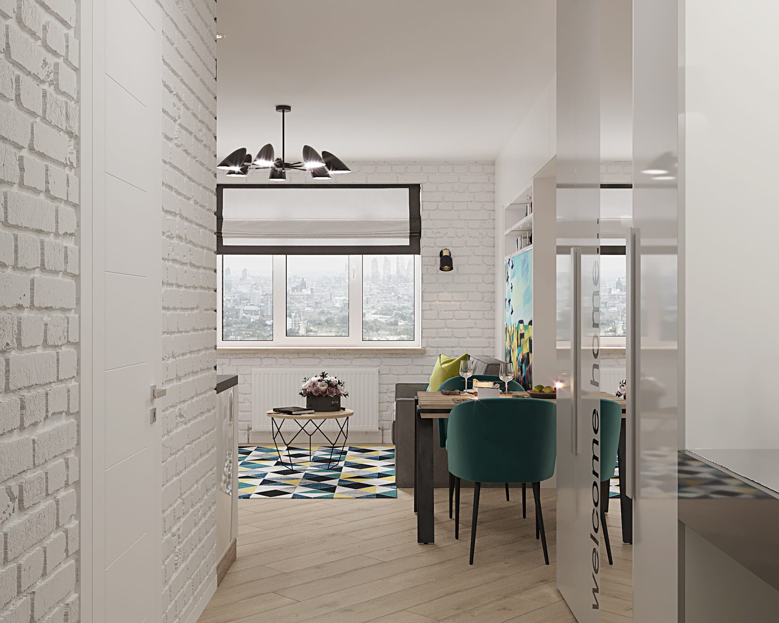 ЖК Сердце Одинцово студия в скандинавским стиле (визуализации)