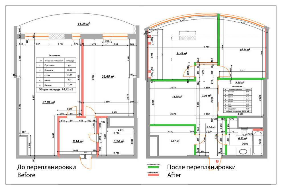 Перепланировка 2 комнатной квартиры