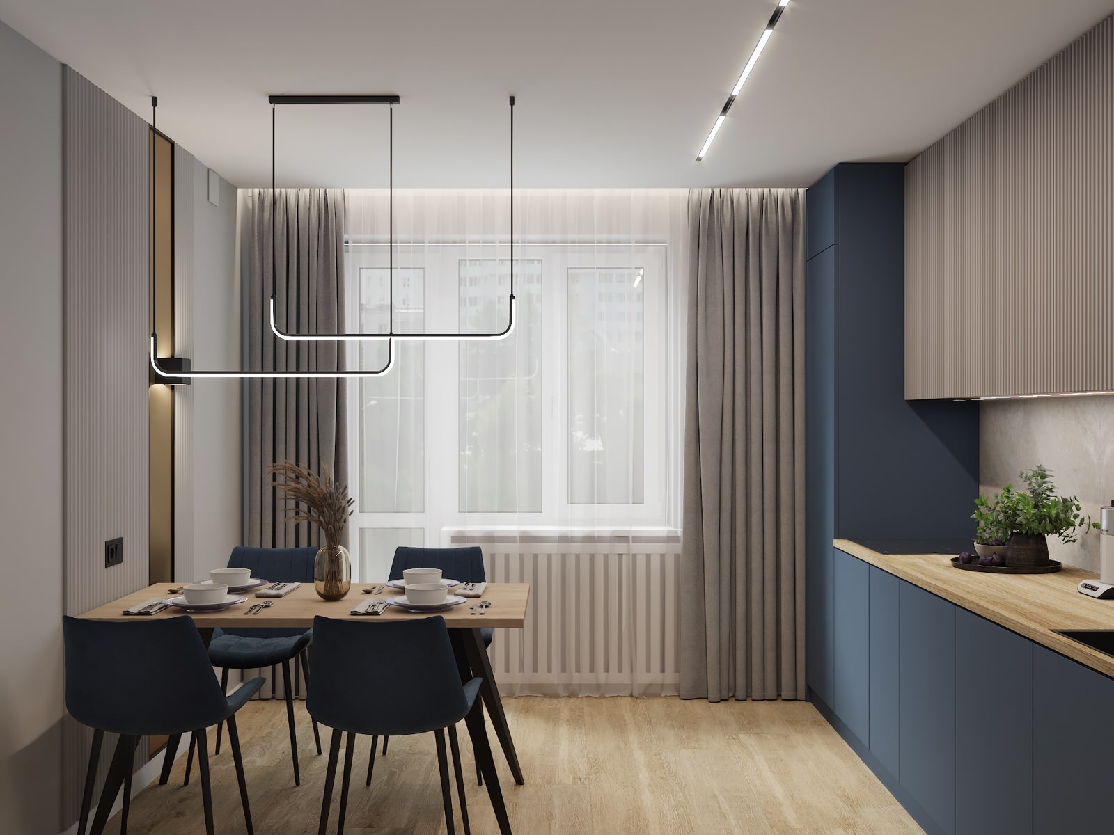 Визуализация дизайн-проекта квартиры 95 м кв, для пары с ребенком