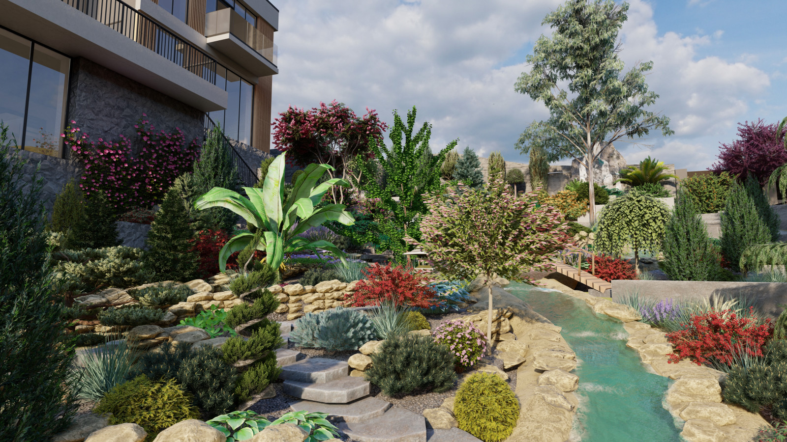 Ландшафтный дизайн частного дома в Сочи | 5 соток