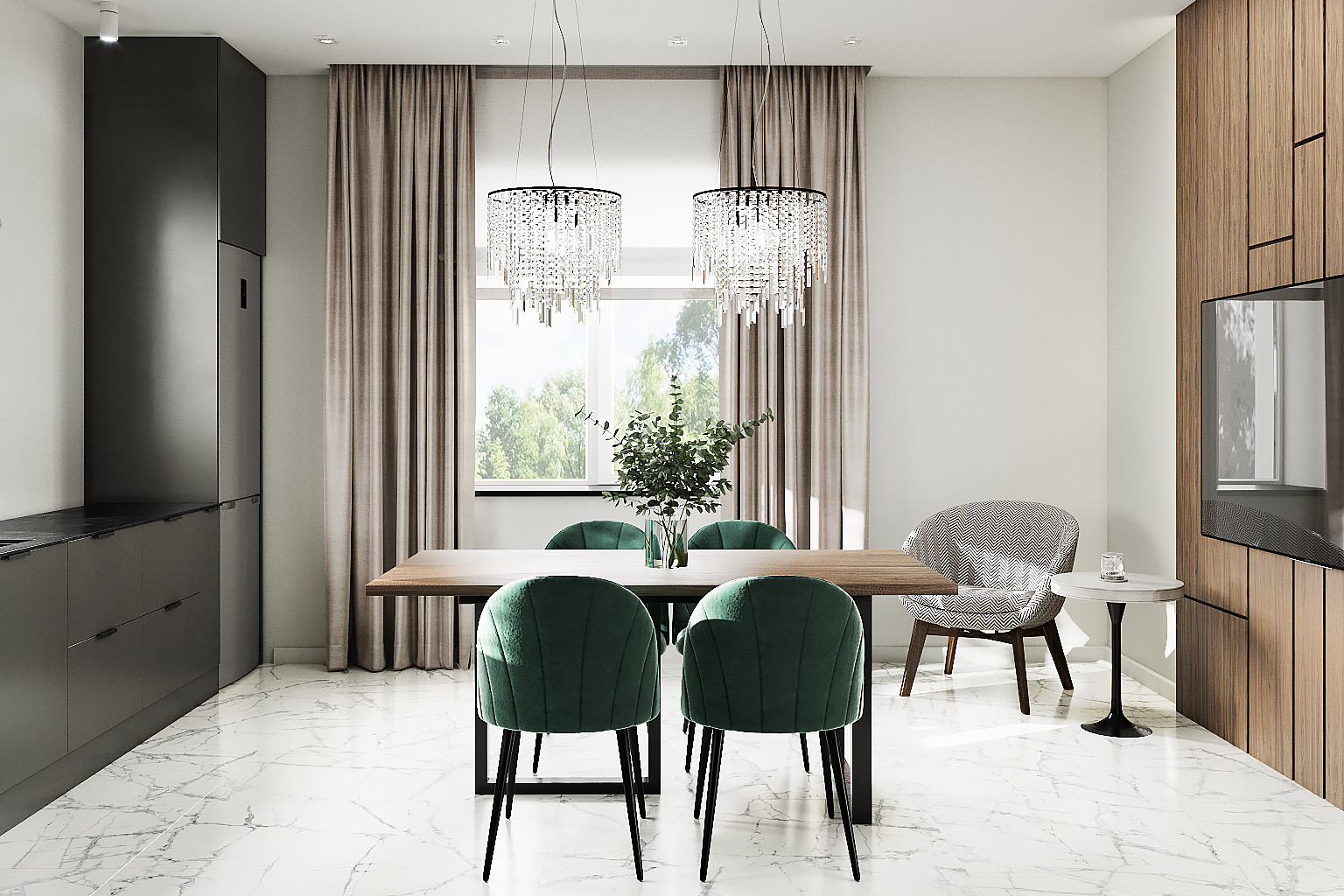 Дизайн - проект кухни в частном доме