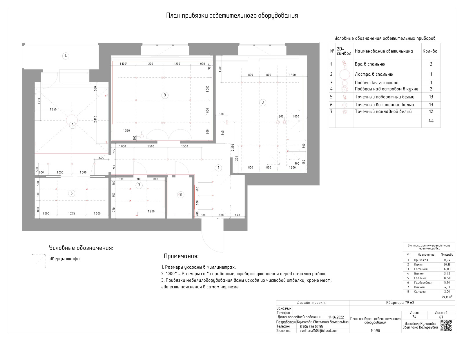 АЛЬБОМ РАБОЧИХ ЧЕРТЕЖЕЙ (двухкомнатная квартира 79 м2)
