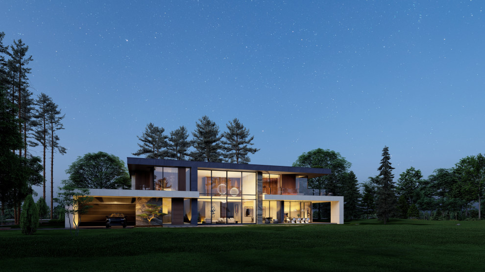 Обложка проекта: Дом с плоской крышей в Репинском