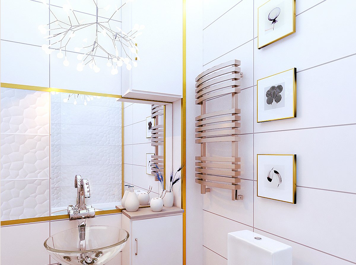 Белый и немного золота с бетоном