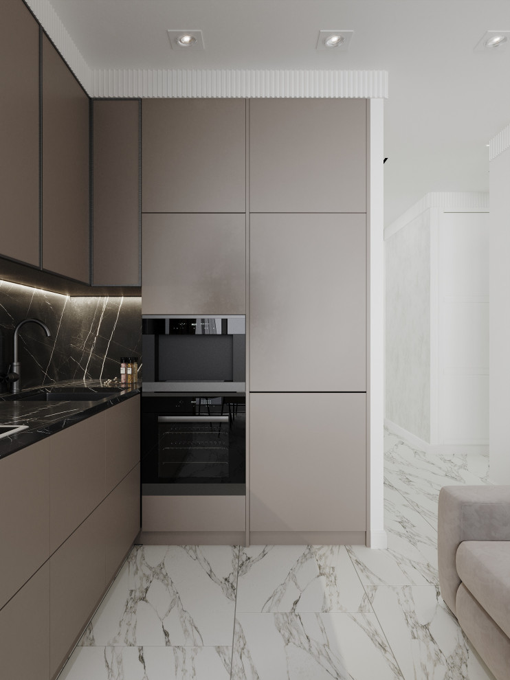 Кухня-гостиная в однокомнатной квартире в ЖК "FoRest"