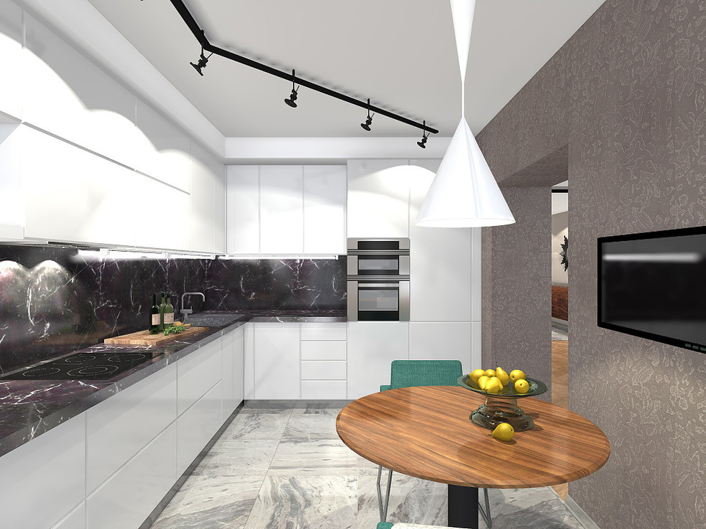 Дизайн-проект квартиры в современном стиле в серо-синих оттенках