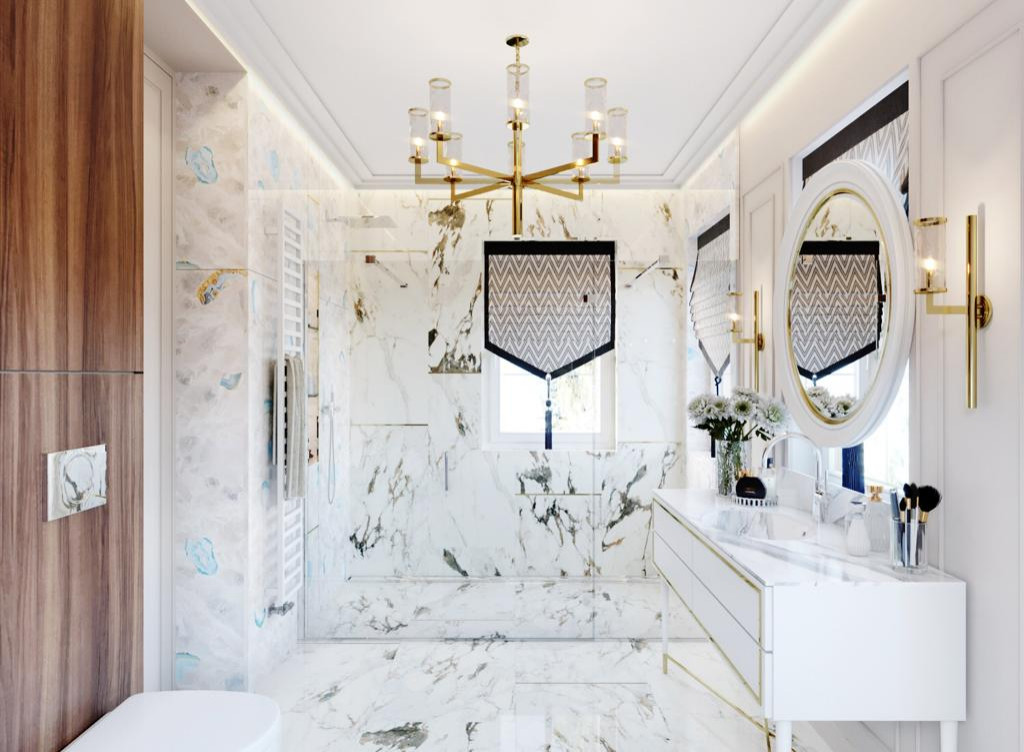 Изысканность загородного дома в смешанном стиле Ар Деко и Американской классики