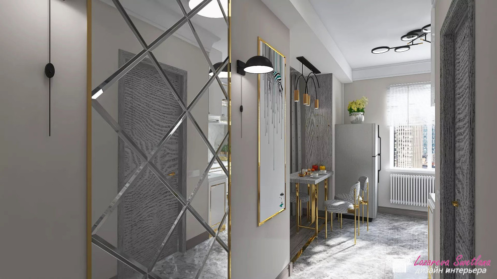 Визуализация дизайна  интерьера квартиры-студии