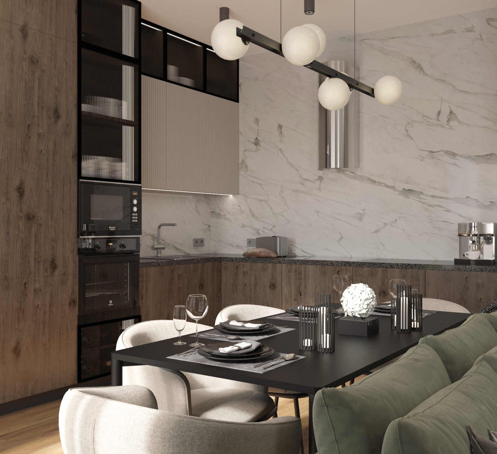 Кухня-гостиная в загородном доме