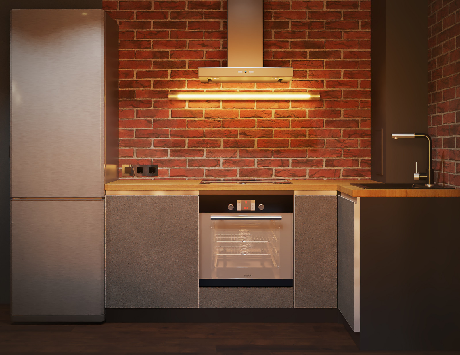 Кухня-гостиная в стиле лофт