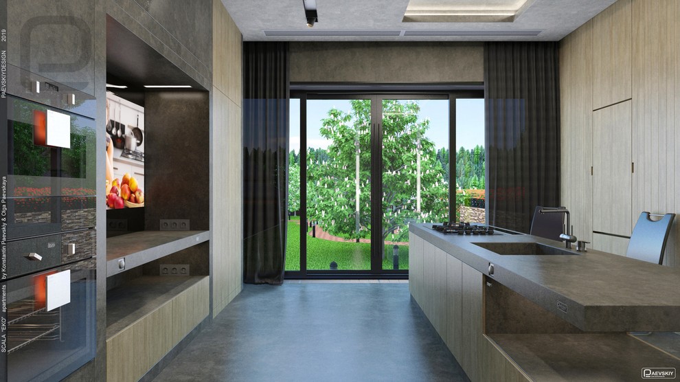 Современная кухня в загородном доме