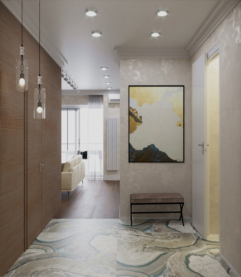 Прихожая, взгляд на гостиную