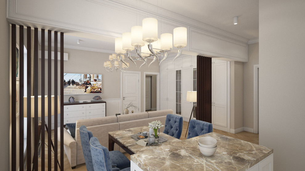 Дизайн-проект квартиры Кутузовский просп. 75 м2 (Современная классика)