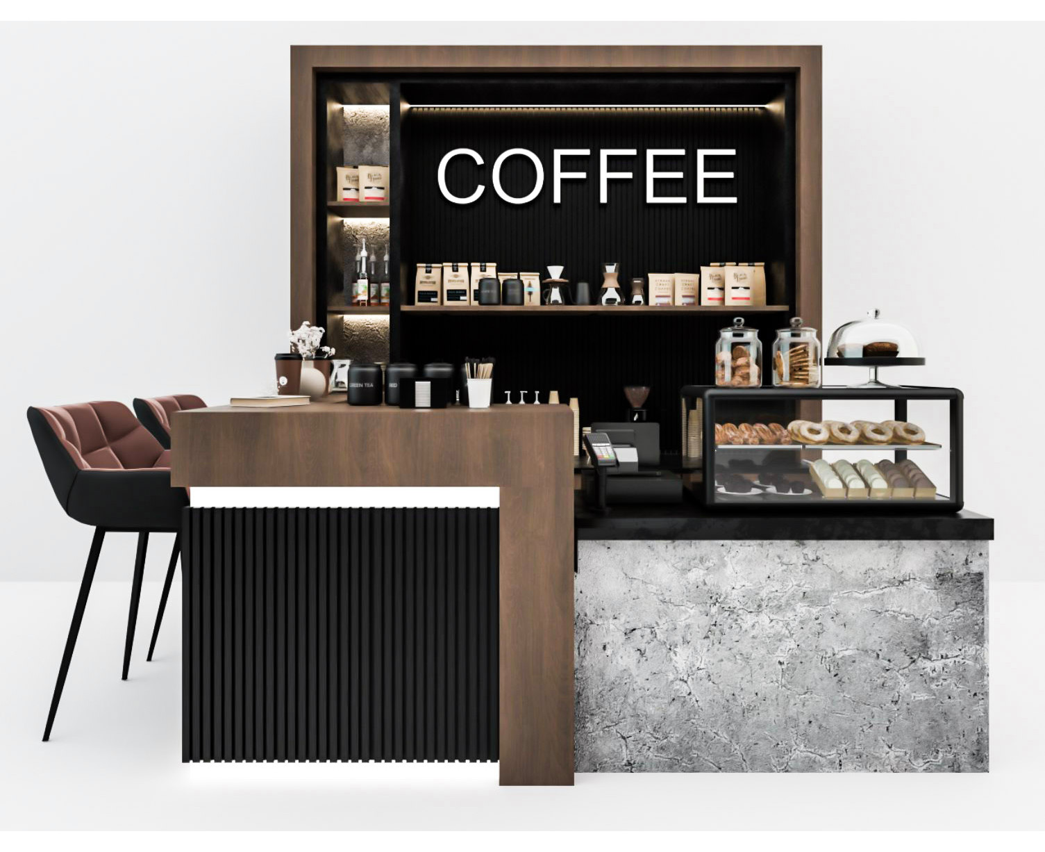 Дизайн торгового островка кофе