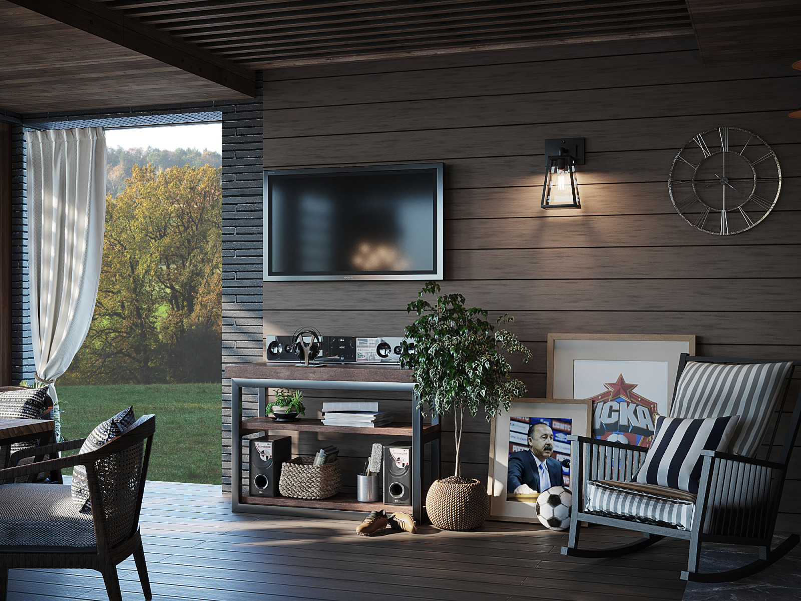 Беседка на придомовой территории для фаната ФК ЦСКА. Поселок Марково-Курсаково