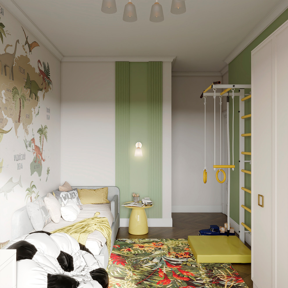 Утонченный проект с использованием разных стилей для семьи с двумя детьми