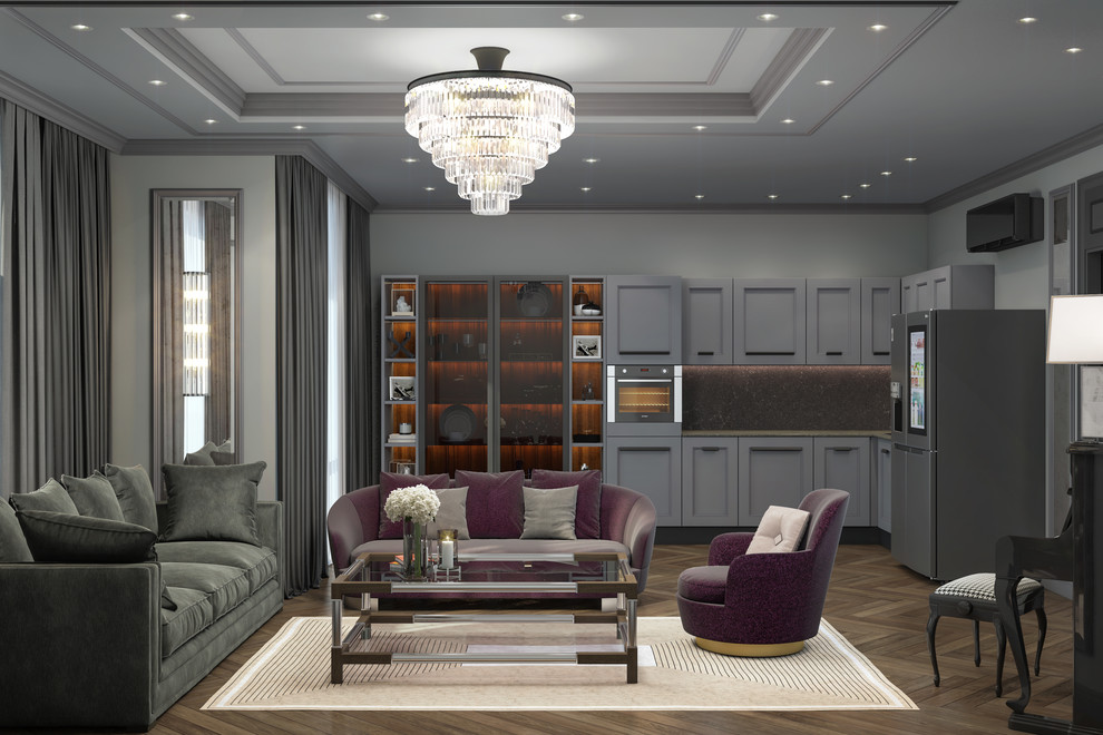 Визуализация квартиры. Серый тон - основной.