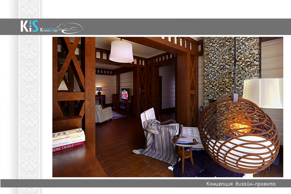 Дизайн проект гостиной в коттедже.