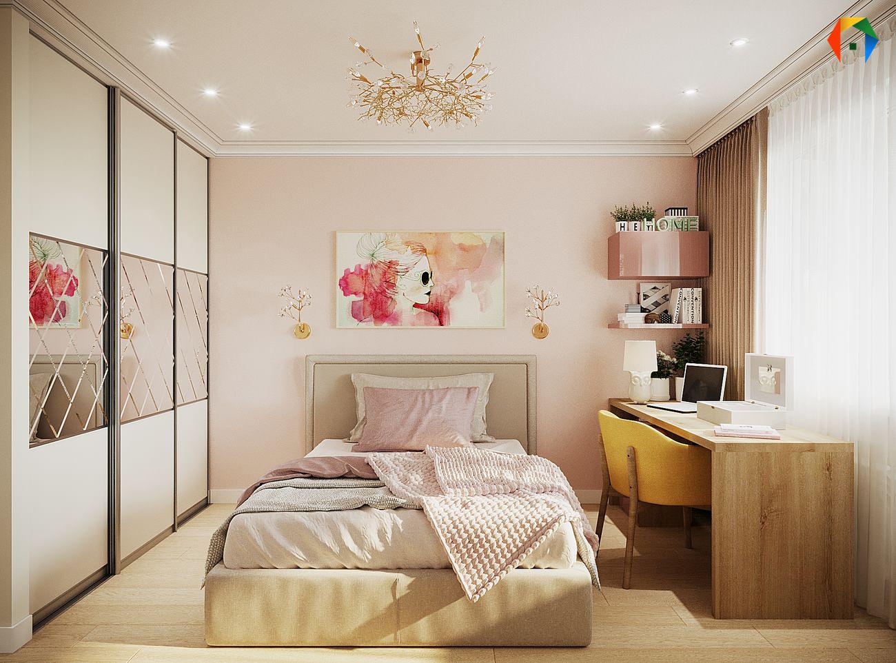 Дизайн трешки в песочных тонах