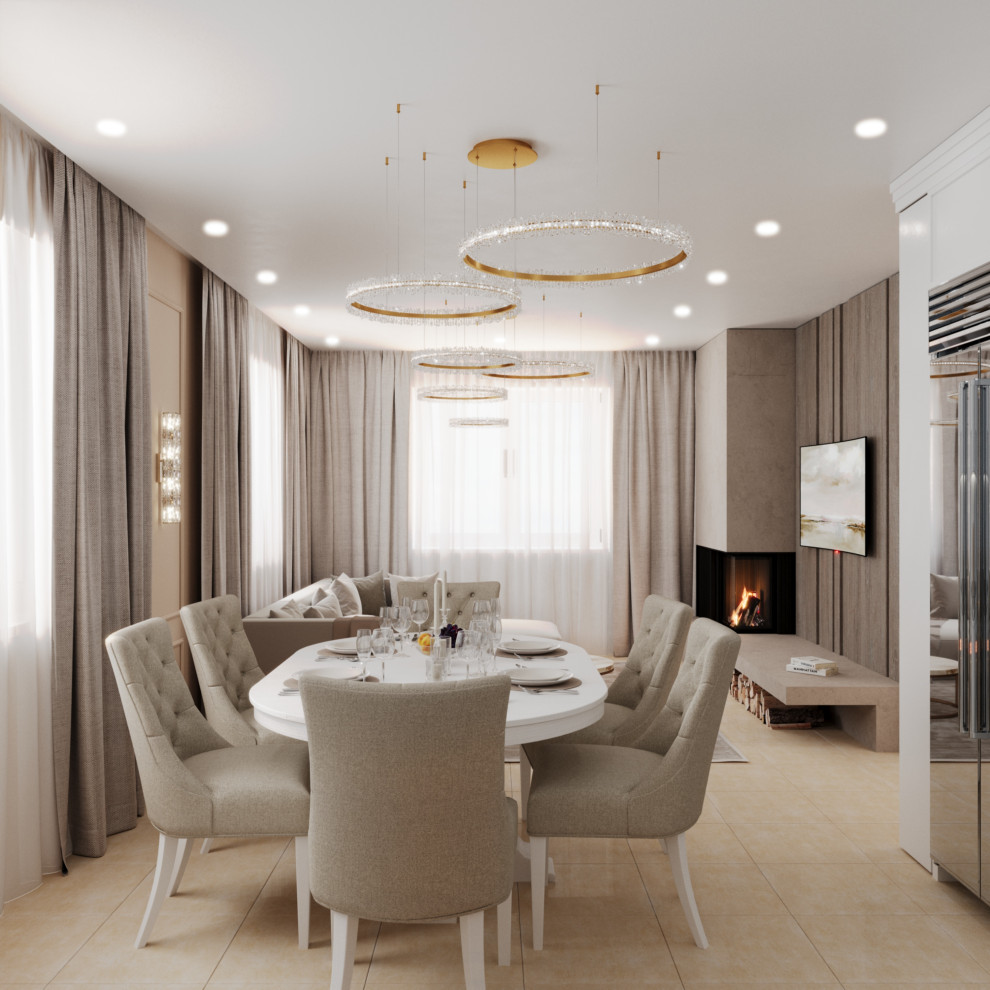 Проект загородного дома. Кухня-гостиная.