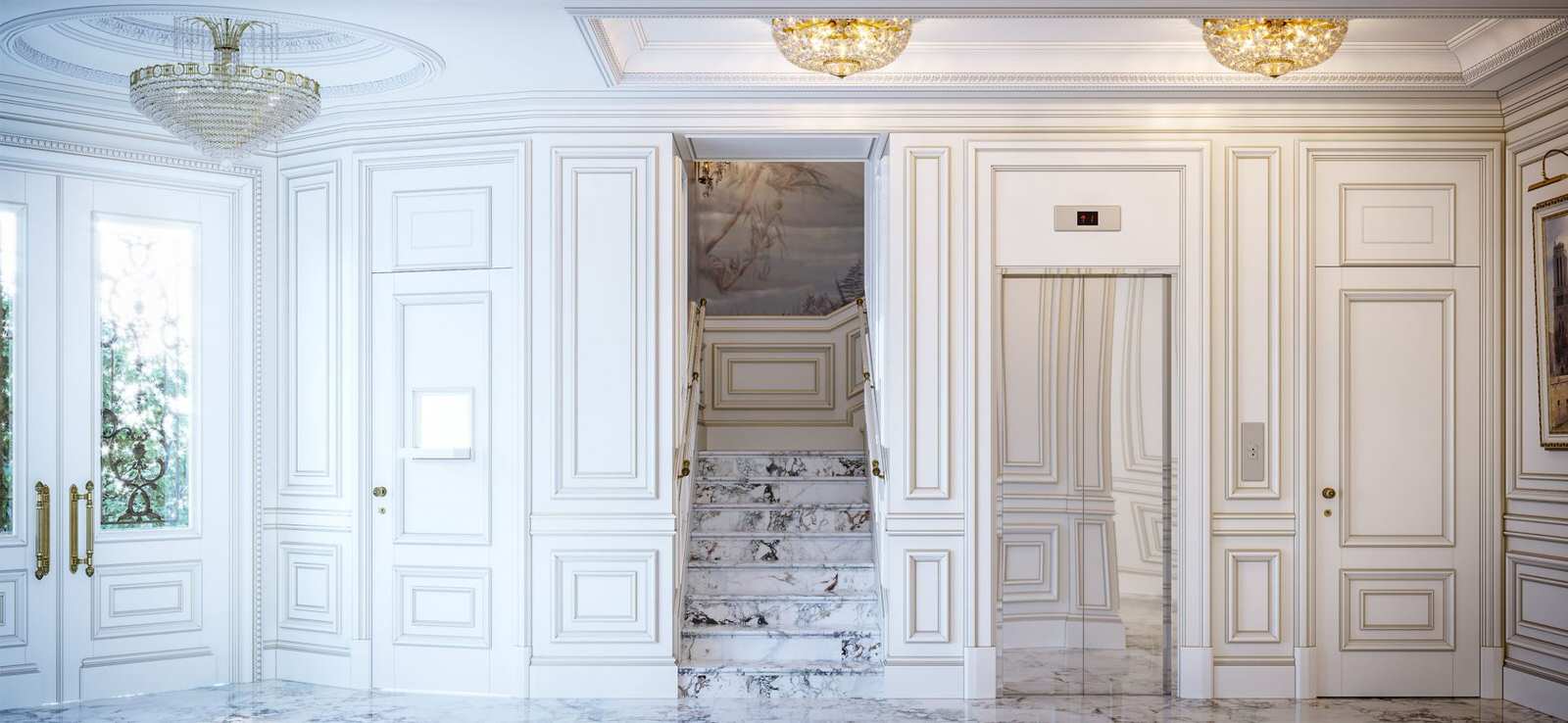 Лаконичный дизайн интерьера вестибюля от Mirt