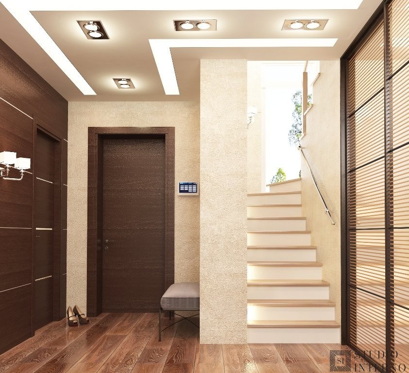 Интерьер квартиры выполнен в современном стиле .