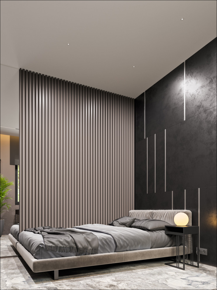 Гипсовые 3Д панели в спальне