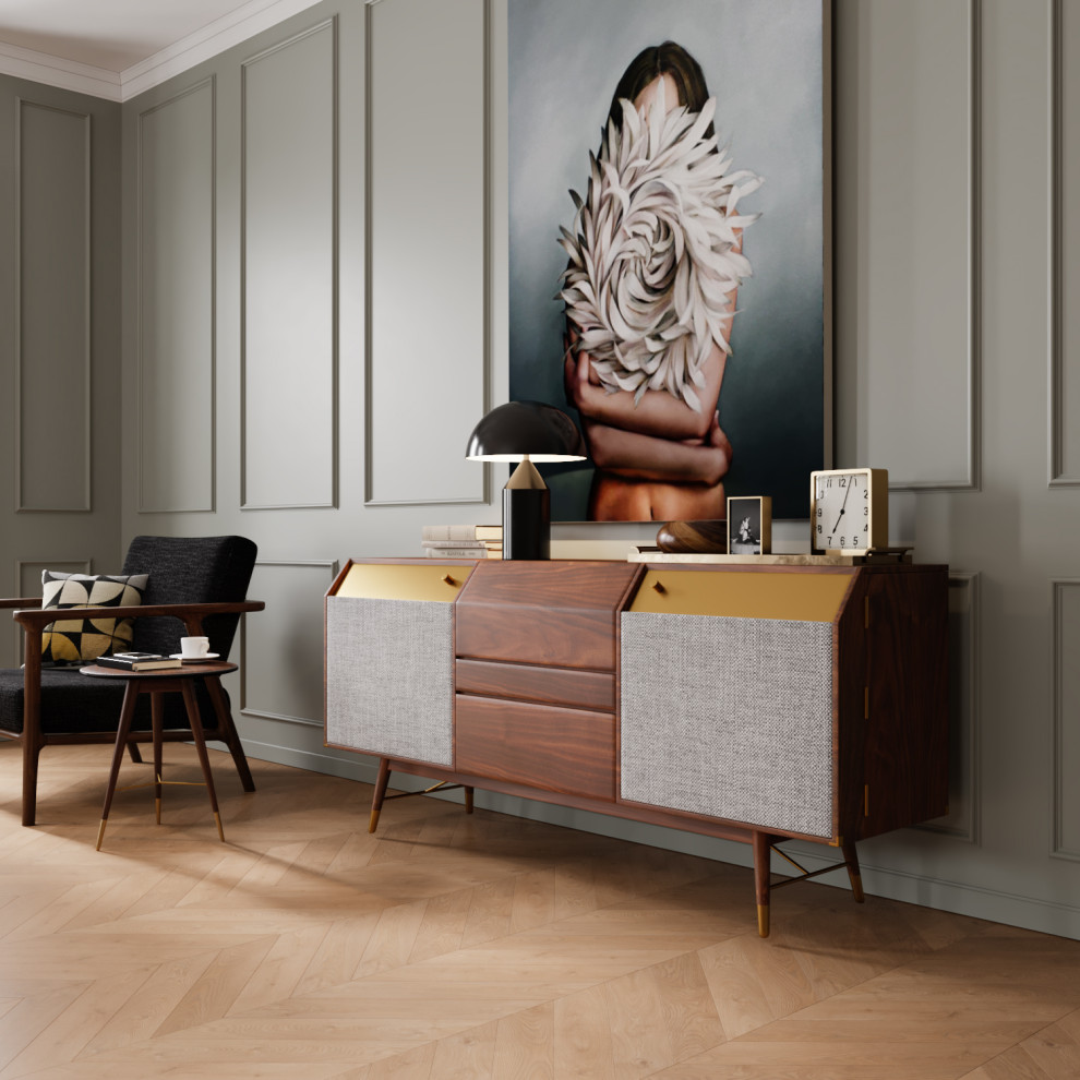 Уютная кухня-гостиная с дизайнерской мебелью