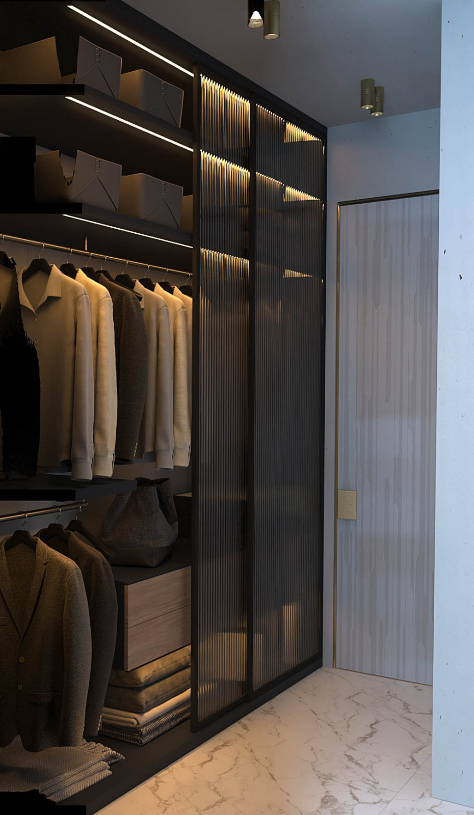 Гардеробная в проекте загородного дома Mountain House