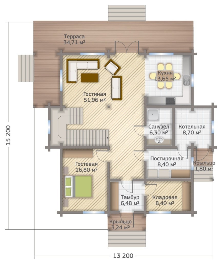 Деревянный дом из клееного бруса 300 кв.м. (СП-300)