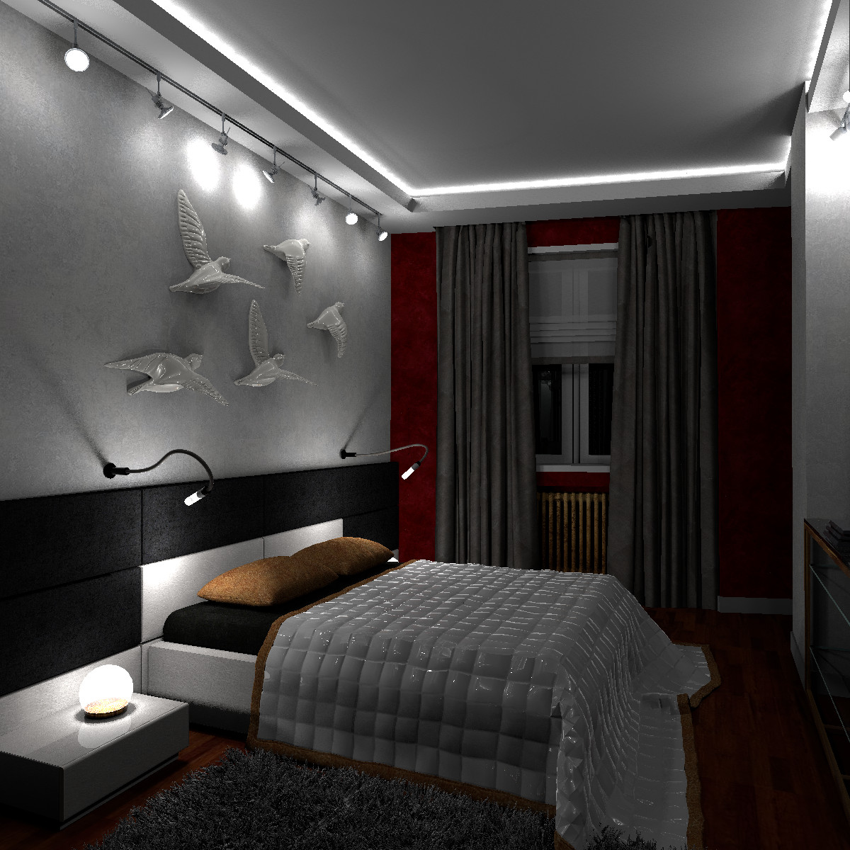 Спальня и ванная для молодой супружеской пары