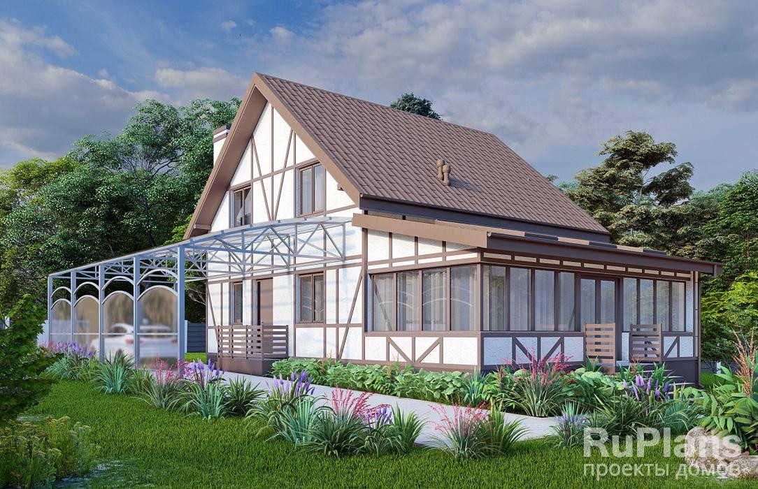 Обложка проекта: Rg5894 - Проект дома с мансардой и верандой.