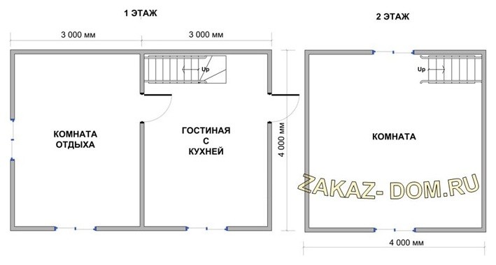 Дом из бруса с мансардой (4х6 м) - Проект № 2Д-1