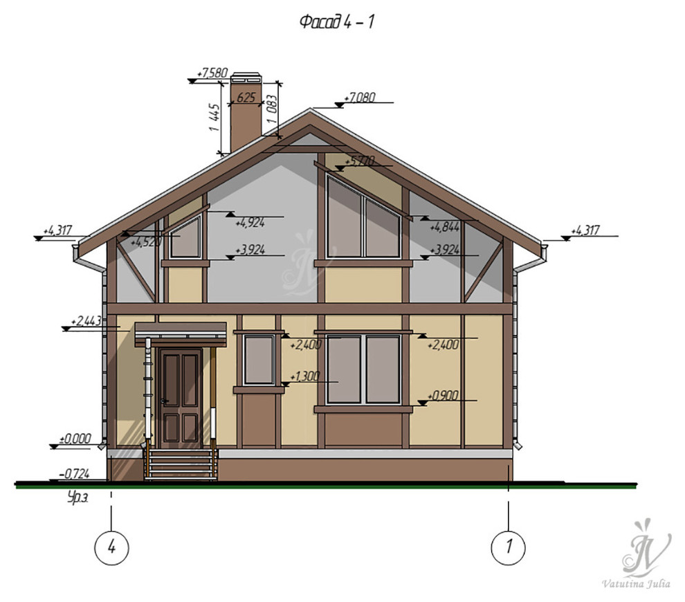 Эскизный проект индивидуального двухэтажного жилого дома в г. Кохма