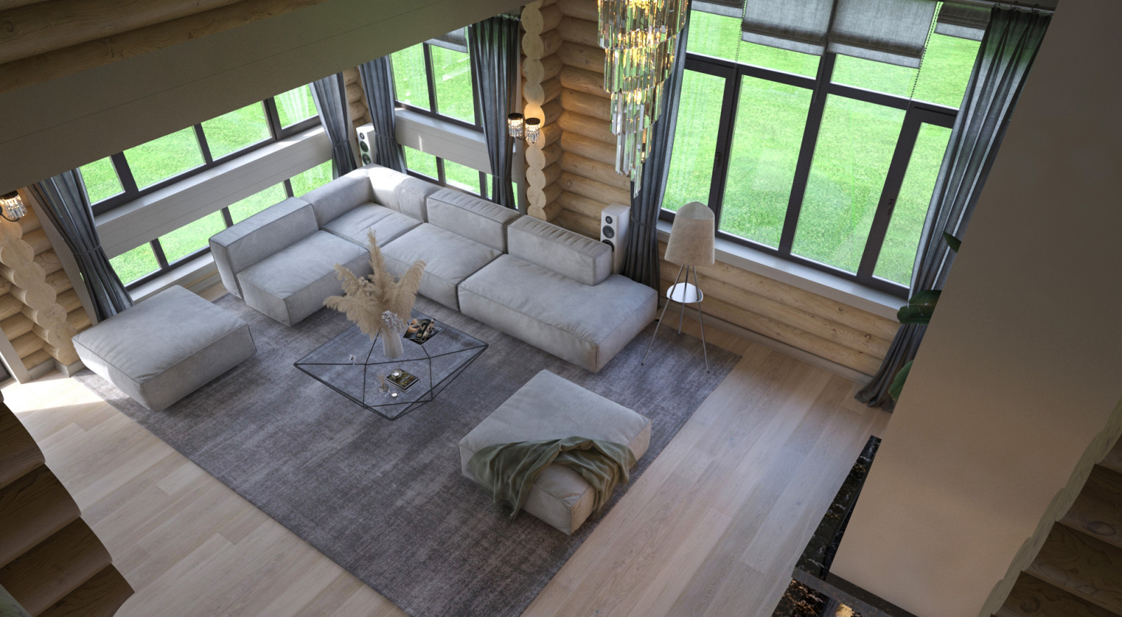 Гостиная в деревянном доме