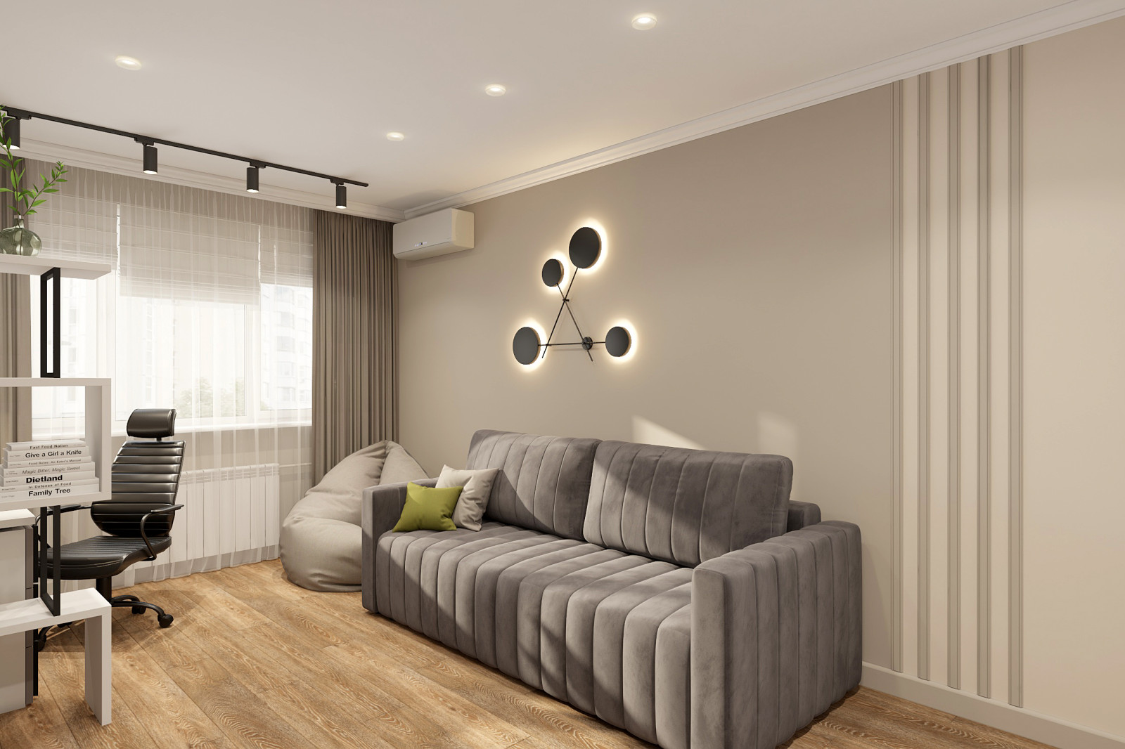 Двухкомнатная квартира 56 кв. м. в стиле неоклассика, в доме серии П-44Т