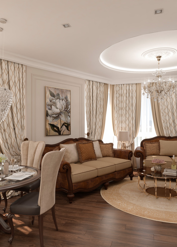 Квартира в классическом стиле с существующей мебелью.