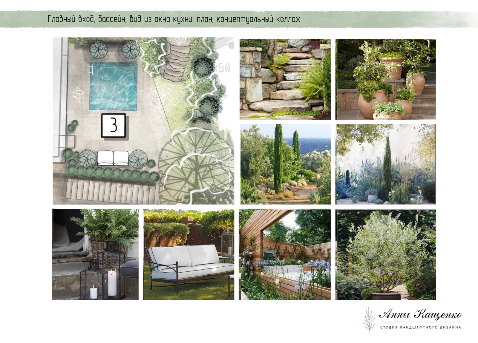 Проект участка с перепадом высот в средиземноморском стиле