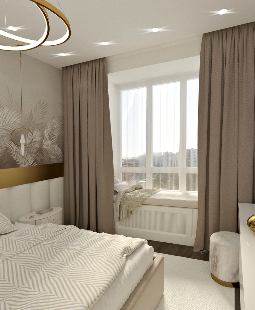 Спальня и кухня в светлых тонах