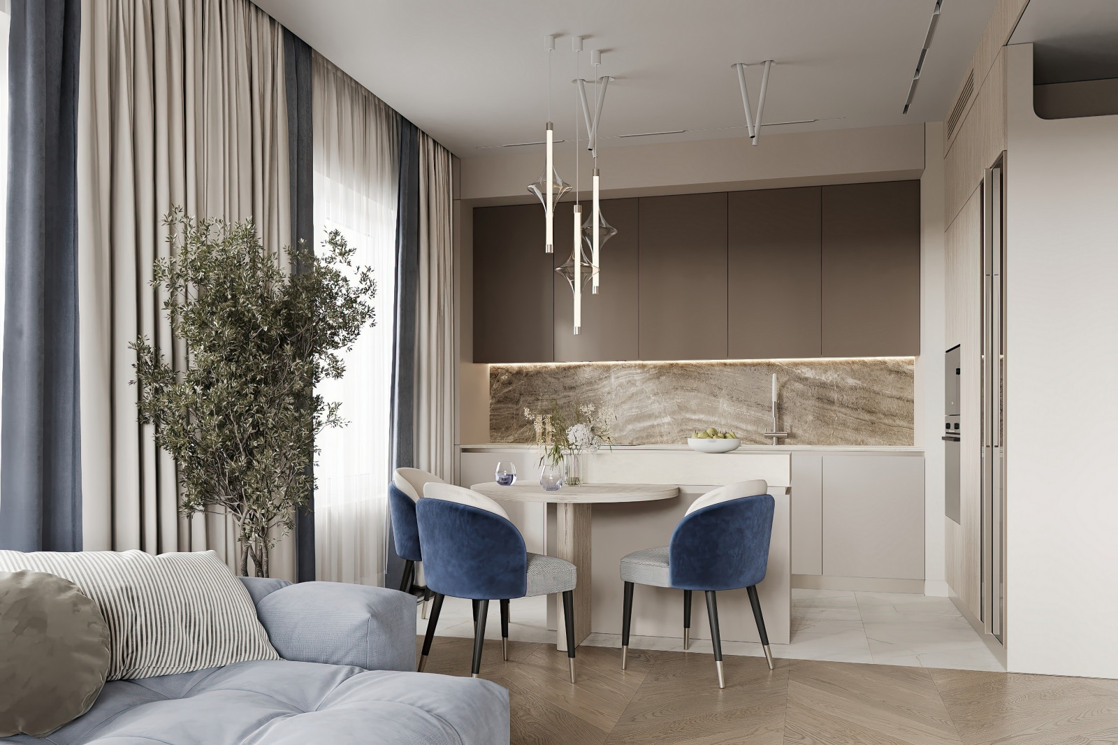 Обложка проекта: Дизайн и ремонт квартиры в ЖК Большая семерка - Сочный синий