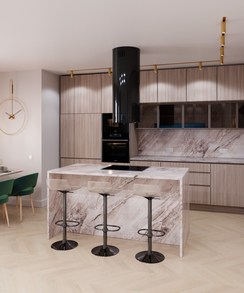 Кухня гостиная с островом