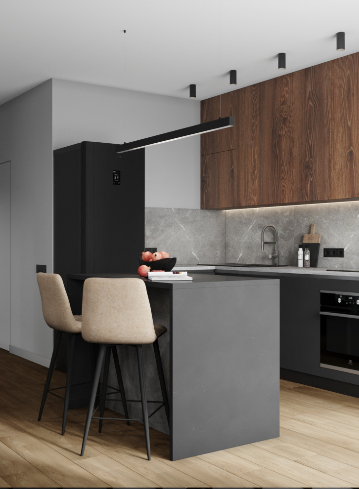 Студия в тёмных тонах для молодого человека