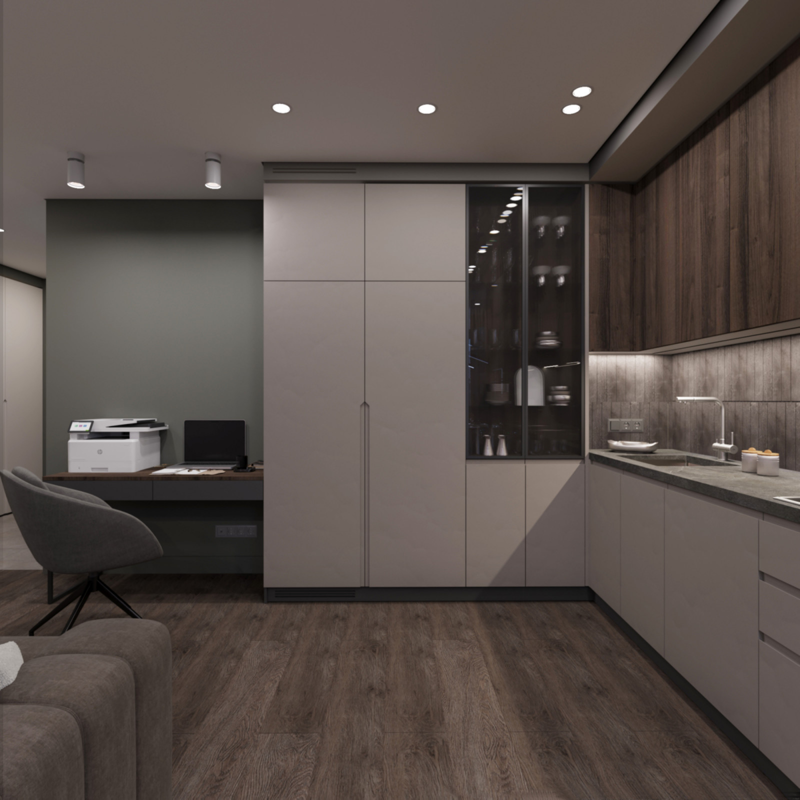 Дизайн проект квартиры в современном стиле, для девушки.