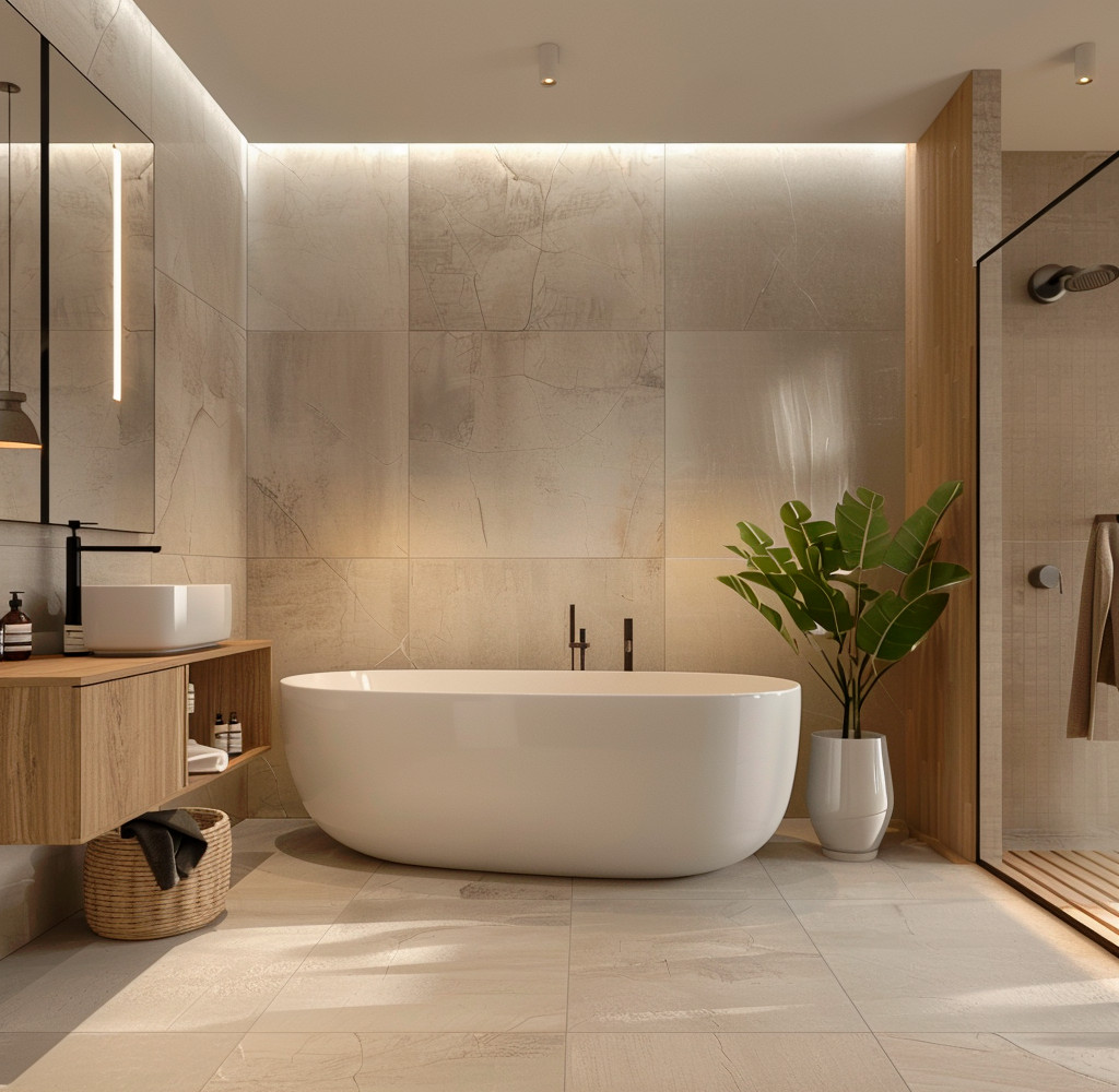 Современный интерьер дома из клееного бруса, 150 м2