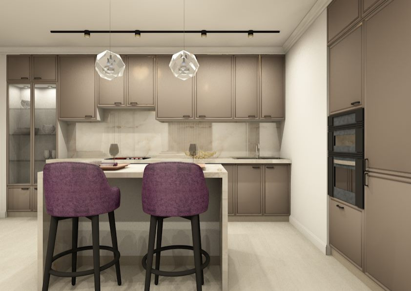 Гостиная-кухня в стиле неоклассика