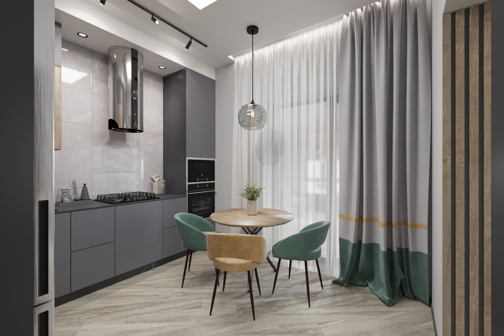 Кухня, гостиная и веранда жилого дома