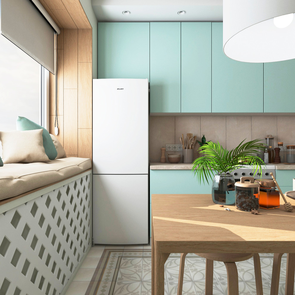 Дизайн современной однокомнатной квартиры в морских оттенках