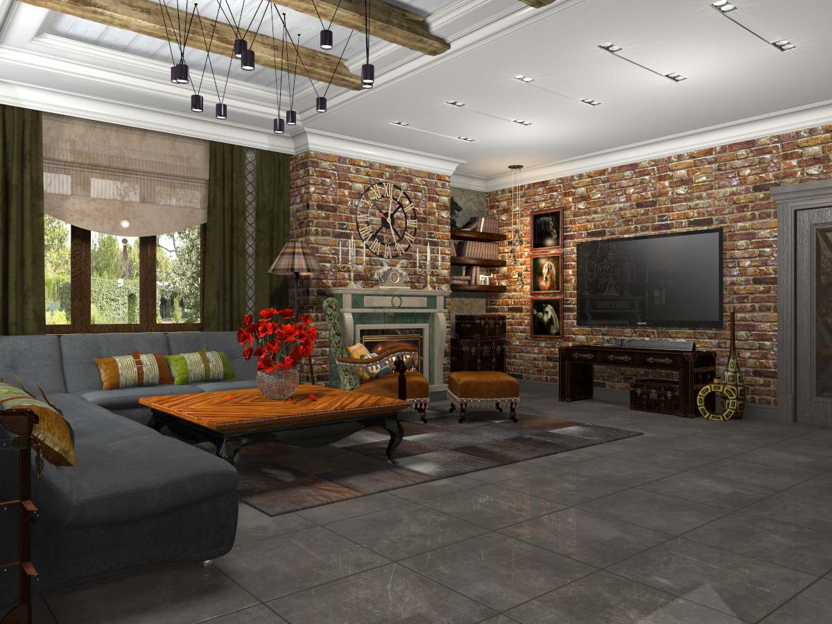 визуализация "Гостиная - студия"