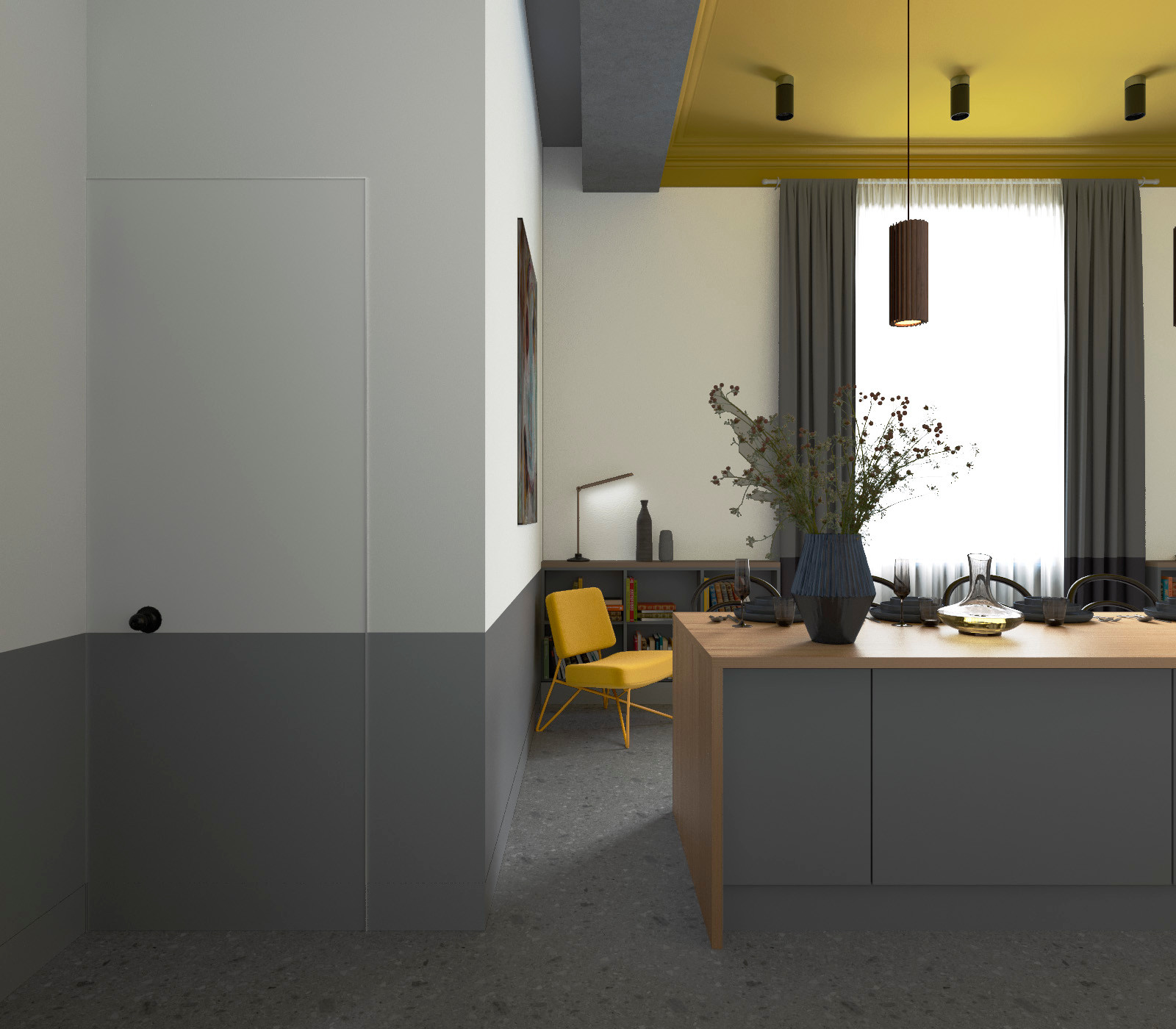 Сталинка с горчичным потолком