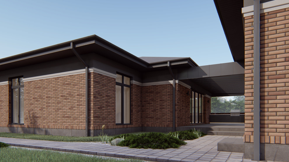 Проект одноэтажного дома с отдельным домом для подростка